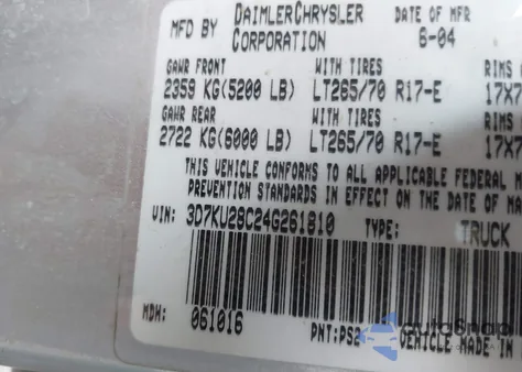 2004 Dodge Ram 2500 Slt/Laramie из США, поврежденный, VIN 3D7KU28C24G261810